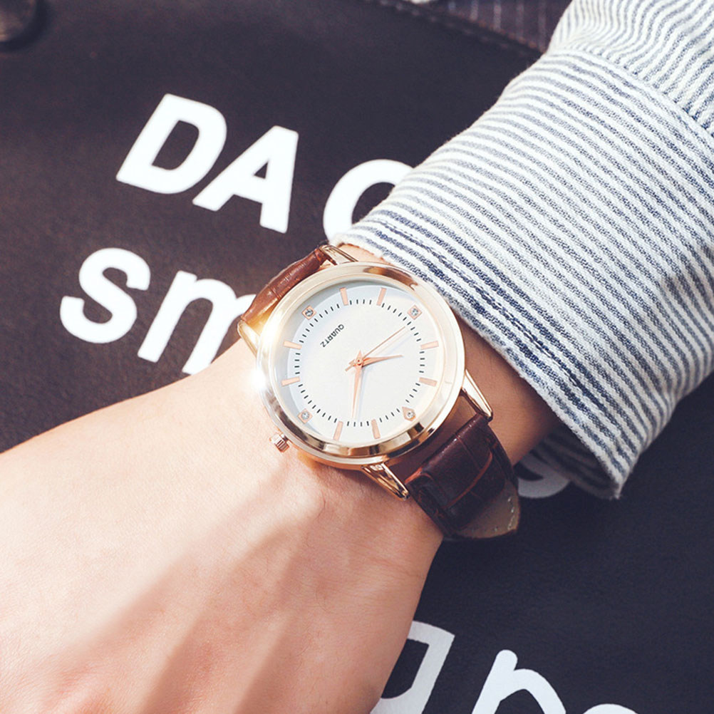 Luxury Watch Gift For Her - 2Pcs Couple Quartz Watches Brown Strap